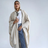 Wide sleeve linen abaya