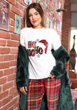 Women's winter pajamas, 3 pieces, T-shirt + pants + short robe