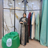 Women's embroidered abaya, linen fabric