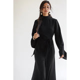 Black wide flare sleeve jumpsuit