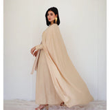 Linen blend embroidered cape kaftan
