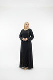 Women's abaya, striped linen fabric