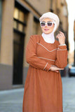 Ribbed suede abaya for women