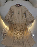 Women's embroidered abaya, linen fabric