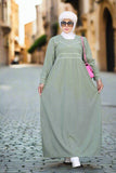 Ribbed suede abaya for women