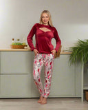 Two-piece pajama set made of Turkish velvet, lined with Turkish Manifa