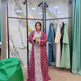 Women's embroidered abaya, linen fabric