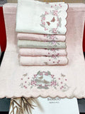 Soft bamboo towel set with tulle and Turkish lace, 6 pieces Size 50 x 90 cm