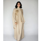 Linen embroidered kaftan dress