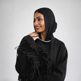 Suede fringed abaya