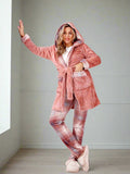 Women's pajamas, 3 pieces, T-shirt + pants + short robe