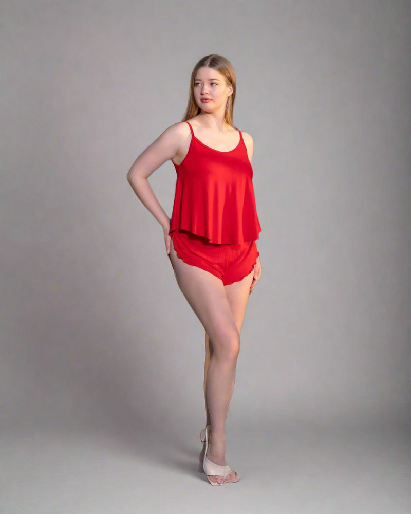 Two-piece pajamas: T-shirt: soft pure cotton. Shorts: pure cotton.