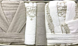 A Turkish robe set with guipure, lace and 100% bamboo cotton, 6 pieces 2 women's robes  2 towels 50 x 90 cm  2 bathrobes 90 x 150 cm