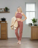 Three-piece pajama, velor top and velor robe pants made of polar material. Material: Turkish velvet