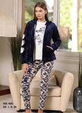 Elegant women's winter pajamas and floral trousers