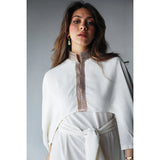 Linen blend embroidered cape kaftan