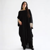 Black embroidered hooded kaftan