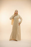 Women's abaya, striped linen fabric