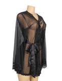 Sexy Long Sleeve Mesh Robe Sleepwear Egypt With Belt