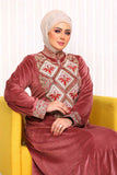 Elegant women's winter abaya with flowers