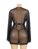 Sexy Egypt Long Sleeve Mesh Robe Sleepwear With Belt