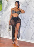 Embroidered chiffon dance suit