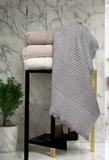 Turkish bathrobe set made of 100% cotton, jacquard and luxurious fringes, loaded with 4 pieces Size 70 x 140 cm