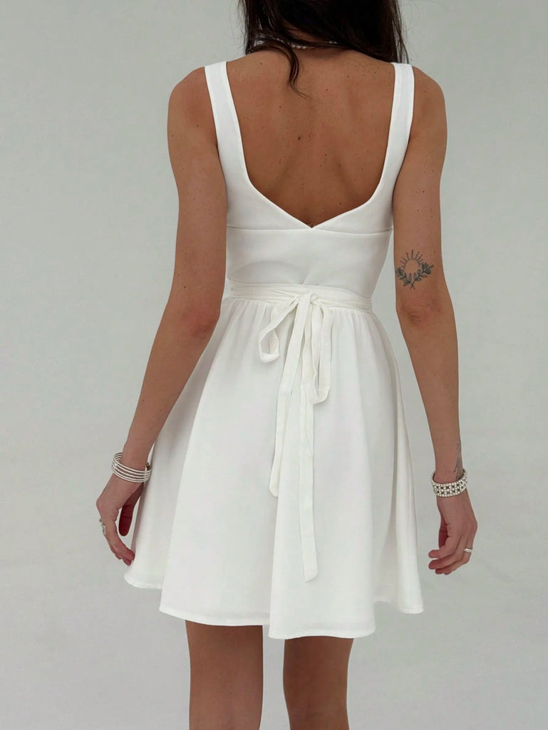 Aloruh Elegant Minimalist Solid Color Sexy Deep V-Neck Sleeveless