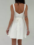 Aloruh Elegant Minimalist Solid Color Sexy Deep V-Neck Sleeveless