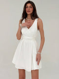 Aloruh Elegant Minimalist Solid Color Sexy Deep V-Neck Sleeveless