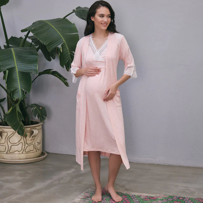 Anil Maternity Nursing Lace Nightdress Set – Viscose Homewear Comfort