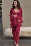 Anil Nursing Pajamas With Robe Plum