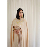 Linen blend embroidered cape kaftan