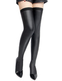 Black Sexy Matte PU Leather Elastic Stockings