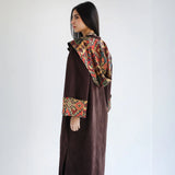 Brown suede hooded kaftan