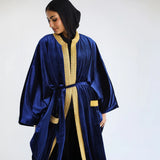 Belted waist velvet cape kaftan