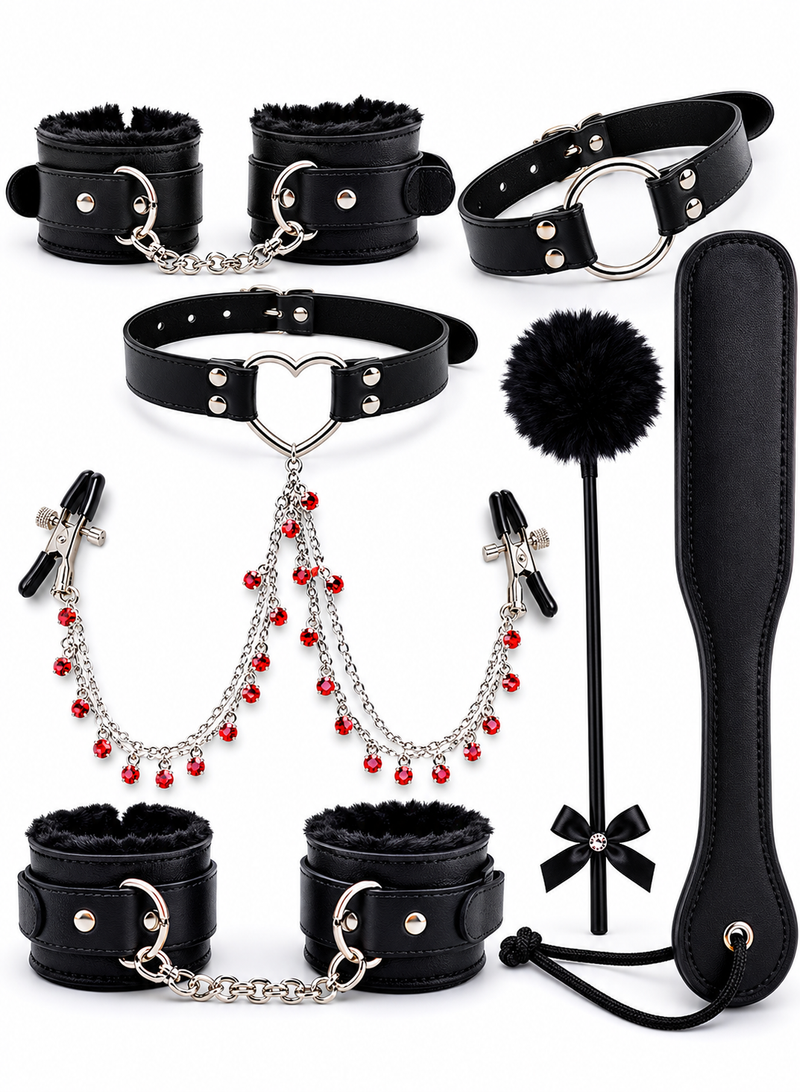 Complete 6-piece restraints and sex accessories set