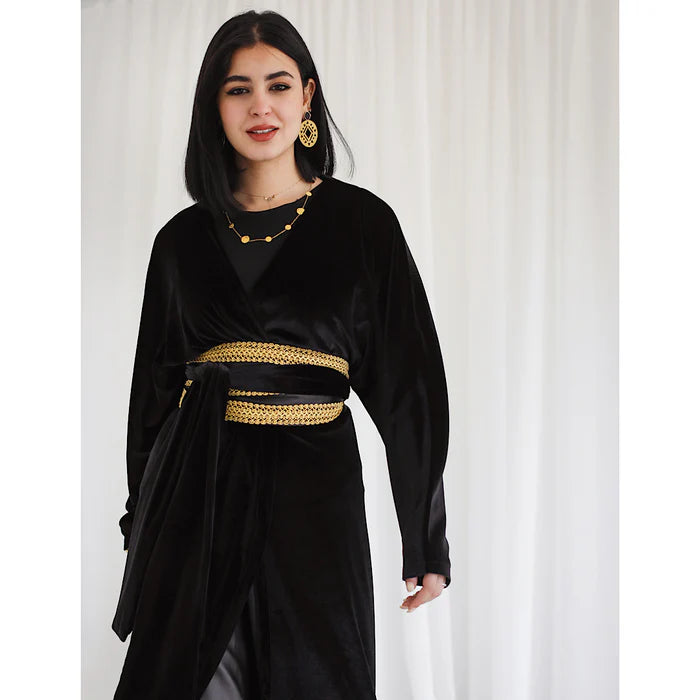 Black velvet wrap cardigan