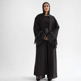 Suede fringed abaya