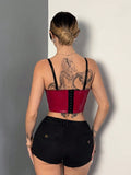 EgrlEra Red PU Leather Sexy Backless