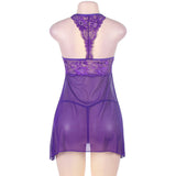 Plus Size Purple Springtime Babydoll Set