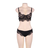 Plus Size Black Lace Temptation 2pcs Bralette Lingerie Set