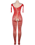 Crotchless Floral Fishnet Red Bodystockings Egypt