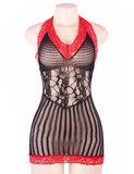 Crotchet Mesh Hollow-out Black and Stitching Mini Chemise Dress Egypt