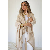 Linen blend draped cardigan