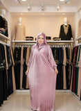 Women's velvet pleated abaya
