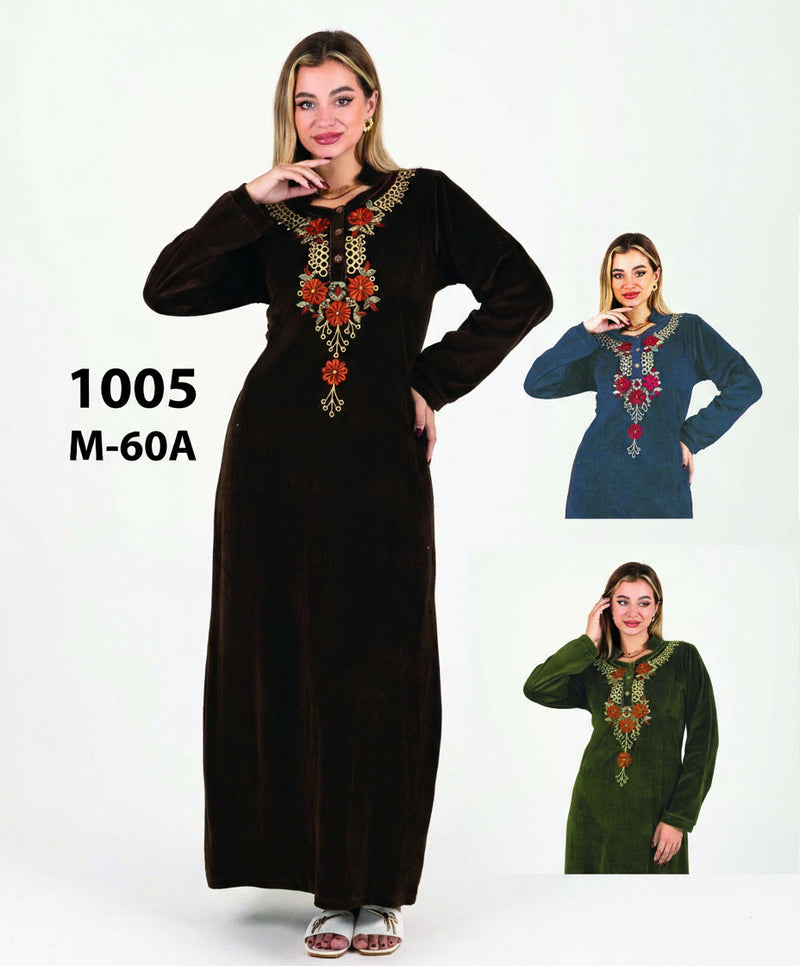 Embroidered velvet abaya