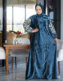 Women's embroidered velvet abaya