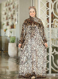 Women's velvet tiger print abaya