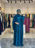 Women's velvet pleated abaya